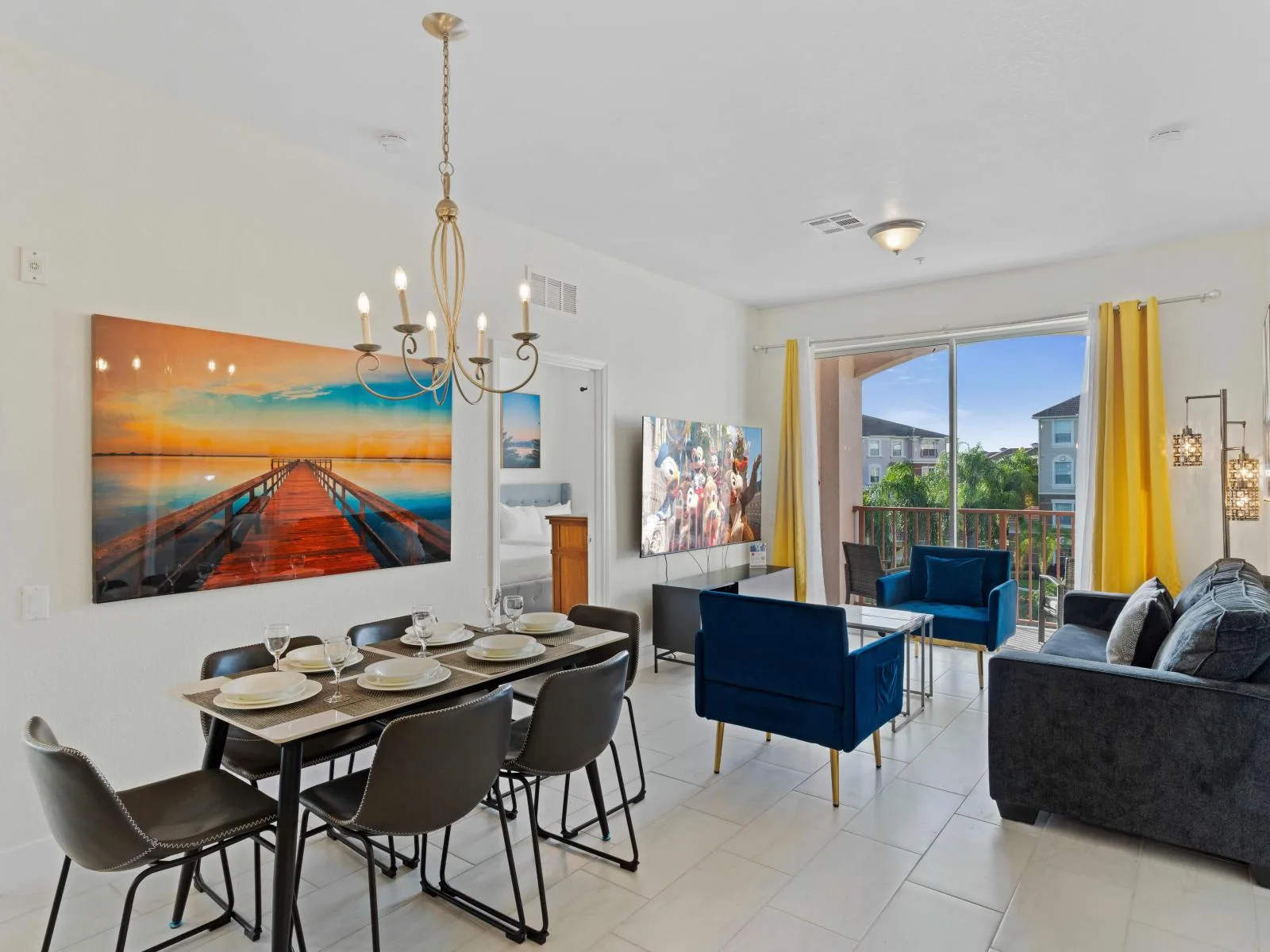 Living room and dining area