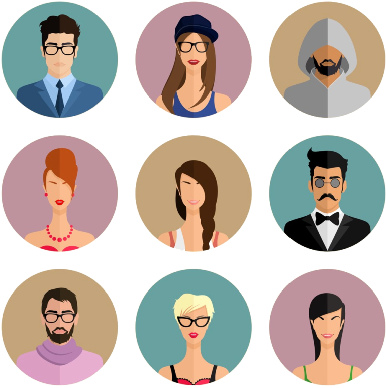 Users instances. User Management. Fashionable Flat. Avatar for profiles. Avatars for developers.